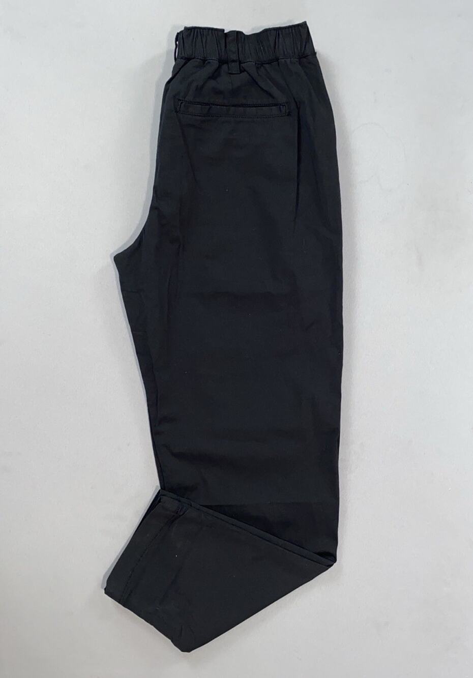 Pact Women's Lightweight Organic Cotton Flex Waist Tapered Ankle Pants. Black, M